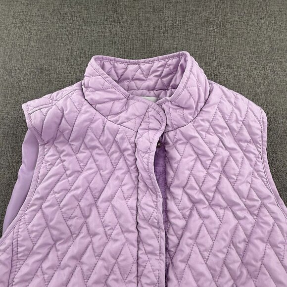 Croft & Barrow Quilted Puffer Jacket Vest Sleeveless Lavender Zip & Snaps Large - Picture 3 of 13